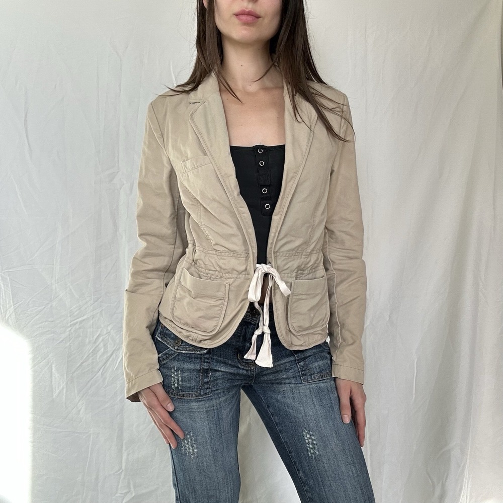 2000s Khaki Utility Blazer Jacket Y2K Twee Indie